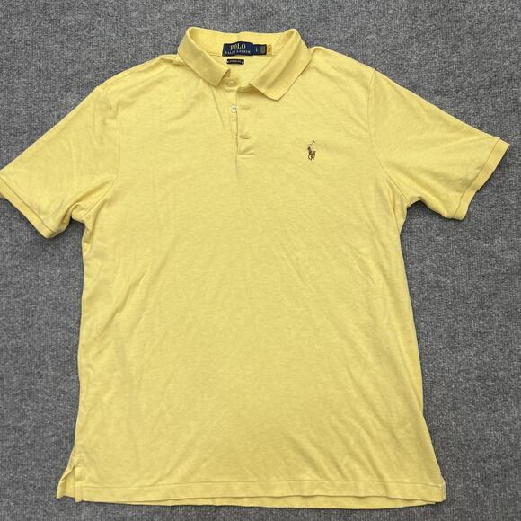 Polo Ralph Lauren Polo Shirt Men's Large Yellow Classic Fit Embroidered Pony - Picture 3 of 9